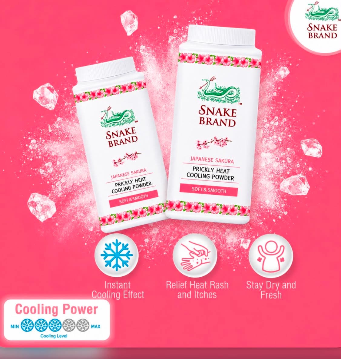 Snake Brand Pricky Heat Cooling Powder Japanese Sakura Soft & Smooth